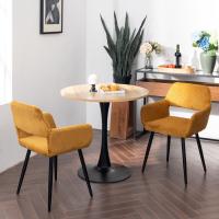 Juego de 2 Sillas de Comedor Vintage Retro Tapizadas en Gamuza con Reposabrazos y Patas Metálicas para Cocina/Salón - details 8