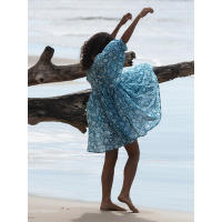 Vestido corto de vacaciones de playa de rayón informal suelto con lazo floral para mujer de moda de verano - details 3