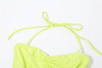 BUNO-vestido con volantes y borlas para mujer, prenda con cuello Halter, Espalda descubierta, abertura abierta, fruncido, cadera de melocotón, ceñido al cuerpo, boda, fiesta de noche - details 9