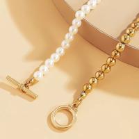 Collar de cadena con perlas de imitación para mujer, Gargantilla clásica Vintage con cierre OT, Color dorado, regalo de joyería 2023 - details 2