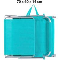 Silla de Playa Tumbona con Parasol Rebanable de 3 Posiciones Convertible en Cama Verde Aguamarina de Aluminio y Textileno Tamaño 190x58x25 cm - details 4