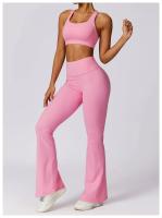 Conjunto de Yoga Naranja para Mujeres Traje de Gimnasio Fitness de Dos Piezas Pantalones Anchos y Sujetador Deportivo Material de Nylon Adecuado para Primavera/Verano - details 10