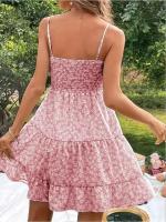 Vestido de verano de hada floral francesa con abanico de hoja de loto altamente sensual - details 5