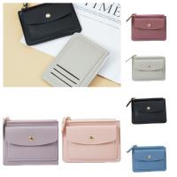 Monedero de cuero multifuncional para mujer, tarjetero pequeño con cremallera Simple, cartera corta para mujer - details 2