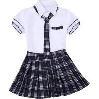 Disfraz de colegiala japonesa, 3 uds., camiseta de manga corta/falda corta plisada/corbata, uniforme escolar, marca genérica - details 0