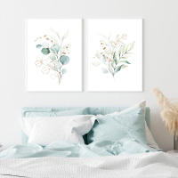 Póster de pared nórdico, hojas para pinturas, planta verde, decoración para dormitorio, sala de estar, póster moderno - details 2