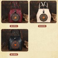 Mochila Vintage de cuero para mujer, bolso femenino con relieve, antirrobo, novedad de 2024 - details 3