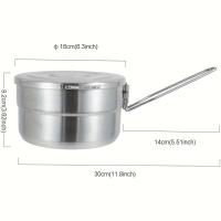 Olla de cocina de acero inoxidable para exteriores, con tapa y mango plegable, perfecta para acampar, hacer senderismo y hacer picnic, 1 ud. - details 1