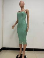 Vestido con tirantes francés ajustado sin mangas con temperamento que abraza la cadera con lentejuelas para mujer - details 5