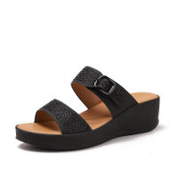 Sandalia Water Diamond Slope con zapatillas para mujer con paja de vacaciones romana de estilo étnico - details 1