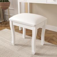 Taburete Moderno Recubierto de Almohadillas Antideslizantes Blanco Ideal para Vestidor, Dormitorio, Entrada, Patas Curvas - details 5