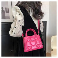 1 bolso elegante de color sólido para mujer con correa desmontable - Diseño con patrón de corazón, perfecto para regalo del Día de San Valentín, disponible en magenta, blanco, negro, verde, amarillo - details 25
