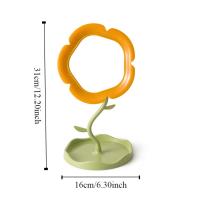 Bonito espejo de tocador con forma de girasol, espejo de maquillaje de escritorio desmontable clásico, espejo de mesa de flores con rotación de 360 ​​grados para dormitorio - details 0