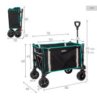 Aktive - carro playa plegable, carro transporte con ruedas grandes 360°, carro jardín compacto, estructura acero, tejido poliéster, 70x45x95 cm, carga 60 kg, bolsillo interior, bandas reflectantes, carro carga plegable - details 3