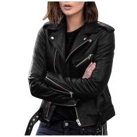 Chaqueta de Primavera Casual para Mujer Talla Grande Moda de Cuero Falsio Ajuste Delgado - details 1