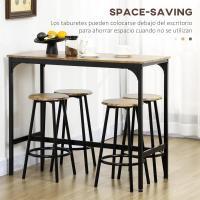 Conjunto de mesa alta de bar y 4 taburetes, mesa alta de cocina con taburetes estilo industrial, marco de metal para salón, marrón rústico - details 3