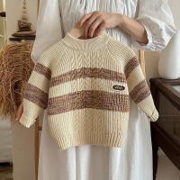 Pulóver de Algodón para Niño Pequeño Rayas Arcoíris, Cuello Redondo, Abrigo de Punto Desgarrado - details 10