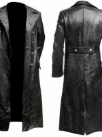Cortavientos largo de talla grande para hombre, chaqueta de doble botonadura, abrigo de cuero militar alemán para COSPLAY - details 3