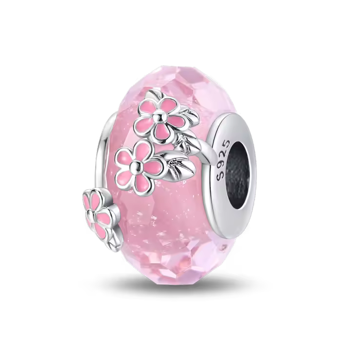 Cuentas de circonita Rosa de Plata de Ley 925, dijes compatibles con Pulsera Original de plata 925 para la fabricación de joyas - 1