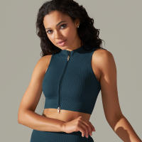 Hamidou-Sujetador deportivo con cremallera para mujer, Top de Yoga, chaleco de sudor, chaqueta de entrenamiento para correr, chaquetas sin mangas para correr, Tops cortos elásticos ajustados - details 30