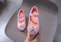 Zapato de cuero para niños, zapatos de princesa dulces para niñas con pajarita de diamantes de imitación, zapatos versátiles de moda para niños con tacones para fiesta - details 8