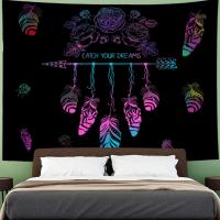 Atrapasueños De Luna psicodélica, tapiz de plumas, Hippie, Mandala bohemio grande, tela de pared, alfombra, decoración de techo para habitación - details 6