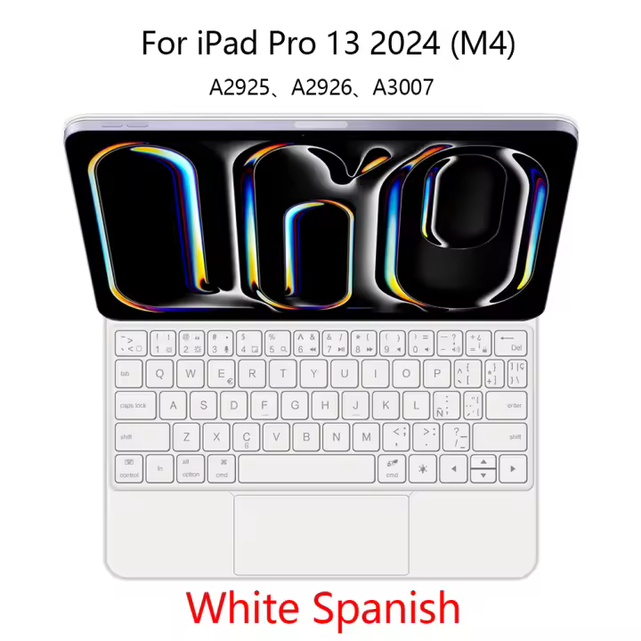 AJIUYU-Teclado mágico magnético Folio para iPad Pro, 13 pulgadas, 2024 (M4), funda inteligente, inglés, Español, retroiluminación, Teclado mágico - 1