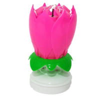 Vela de flor de loto mágica para fiesta de boda, decoración giratoria Musical creativa para pastel de cumpleaños, regalo de bricolaje para niños - details 3