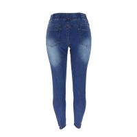 Vaqueros elásticos ajustados negros con agujeros y cordón para mujer 2025 Nuevos en pantalones altos - details 6