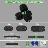Mancuernas Ajustables 10/15/20/30/40 KG Juego de Pesas 3en1 con Barra Recta y Curva, Mangos Antideslizantes, Kit Mancuernas para Gimnasio en Casa - details 3