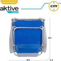 Silla de playa plegable, con cojín, Silla reclinable, 4 posiciones, 51x45x76 cm, altura del asiento 17 cm, asa de transporte, bolsillo lateral, color azul (62609) - details 7
