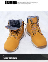 Botas de senderismo cálidas de invierno para hombre, zapatos de escalada al aire libre para clima frío, zapatos de Trekking antideslizantes, botas de nieve impermeables - details 5