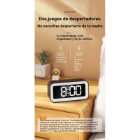 Despertador Digital de Cabeza con Luz Nocturna Dinámica RGB Doble Alarma, Regulador de Intensidad, Cargador USB Ideal para Adultos, Niños y Adolescentes - details 2