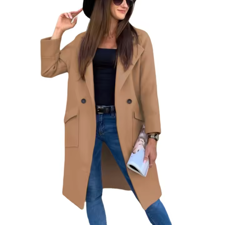 Abrigo largo de lana para mujer, abrigo de moda, prendas de vestir exteriores femeninas, Otoño e Invierno - 1