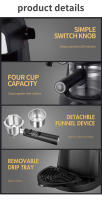 Máquina de café expreso doméstica multifuncional profesional 2 en 1, cafetera semiautomática con espuma de leche - details 6