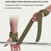 Correas de elevación de algodón para Fitness, muñequeras ajustables resistentes al desgaste para levantamiento de pesas, antideslizantes duraderas, 1 par - details 4