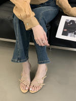 Sandalias Platas para Mujer Diseño de Cabeza Redonda de Correa Fina Tacón Medio Versátil - details 10