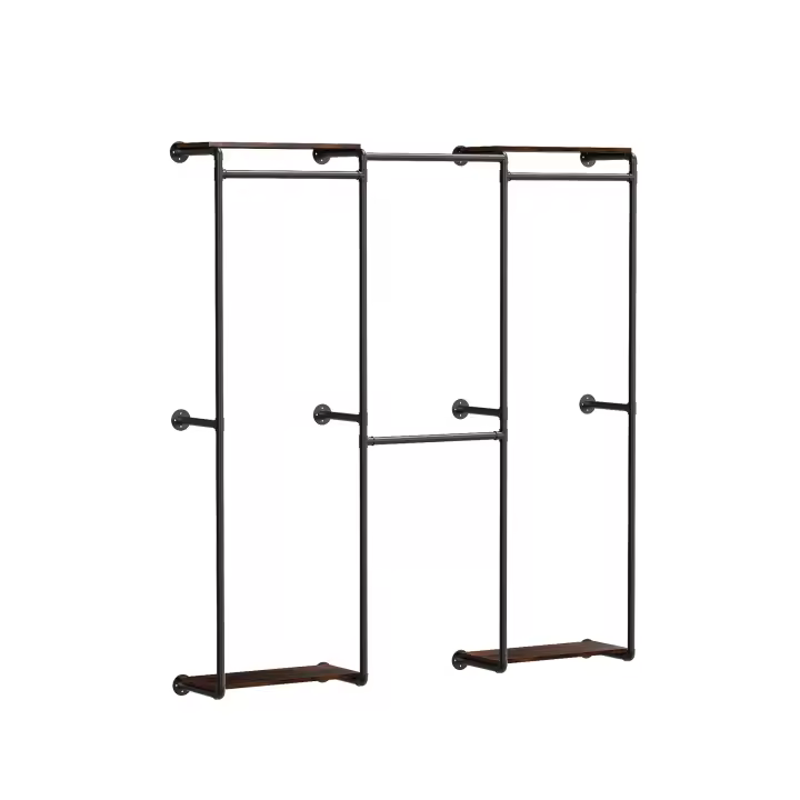 Unho Perchero de Pared Industrial con Estantes para Colgar, Ropa para Vestidor, Dormitorio, Ropería, 185x200 cm - 1