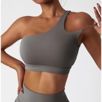 Sujetador a prueba de golpes para mujer con parte de atrás bonita, ropa deportiva para gimnasio y correr, chaleco Fiess, Top con correa Irregular, Material de nailon - details 8