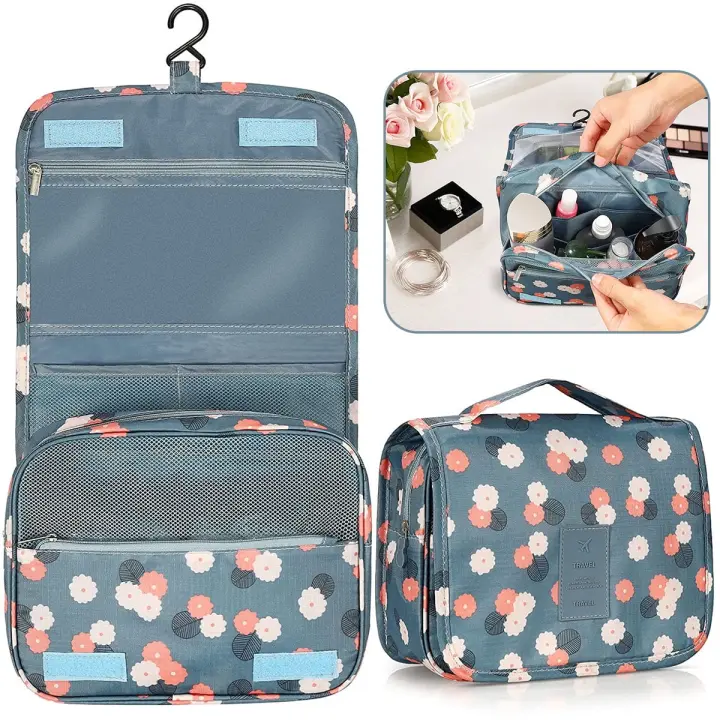Neceser de viaje con gancho colgante, bolsa de cosméticos de maquillaje impermeable, organizador de viaje para accesorios - 1