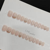 Uñas postizas reutilizables de pétalo dulce, Kit de resina desnuda con pegamento para decoración de uñas, 24 piezas - details 5