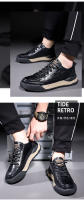 Zapatos de los hombres de la marca de moda de alta gama de primavera nuevos zapatos de la junta deportiva rayados a mano zapatos casuales de coincidencia de color de cuero de la plataforma de los hombres versátiles - details 15