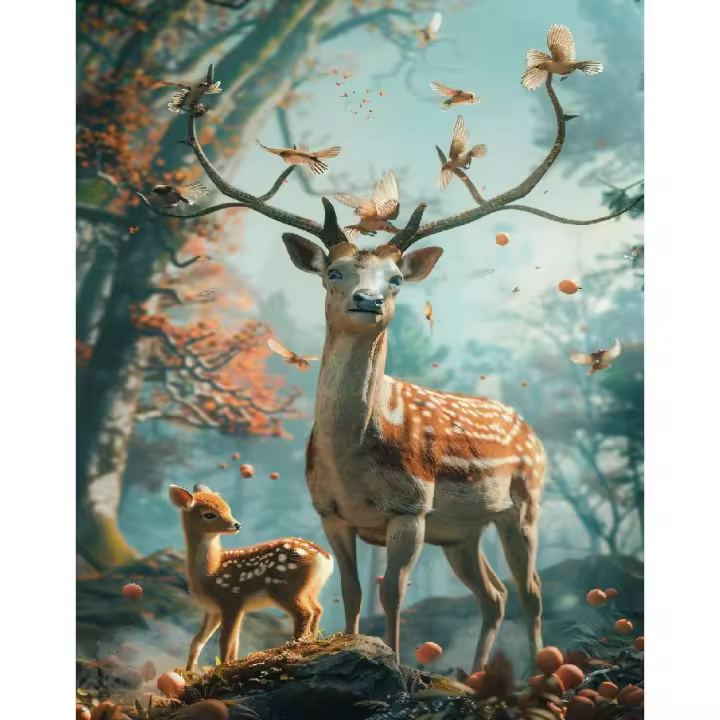 Ruopoty-pintura por números de ciervos, pintura de animales sobre lienzo, bricolaje, decoración del hogar, regalo - 1