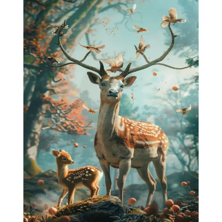 Ruopoty-pintura por números de ciervos, pintura de animales sobre lienzo, bricolaje, decoración del hogar, regalo - 1