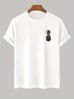 Camiseta 100% algodón con estampado de piña para hombre, camiseta informal de manga corta con cuello redondo, ropa de hombre para exteriores - details 22