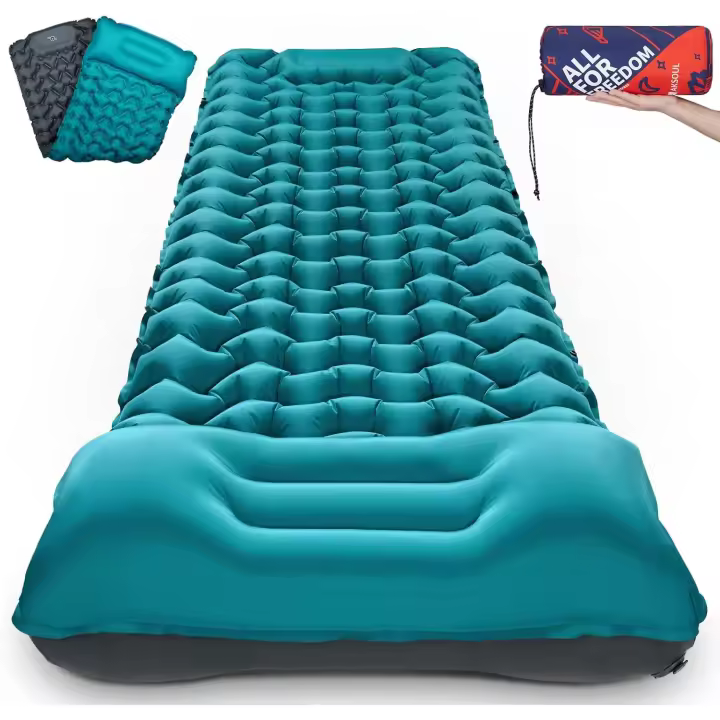 Colchoneta Autoinflable para Dormir para Acampar: Utraligero Esterilla Inflable Portatíl Colchón Individual, concon Bomba de Pie para Camping, Exteriores, Viaje - 1