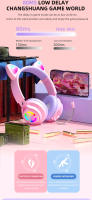 Auriculares BLUEKAKA con diseño de gato lindo para niños y niñas auriculares inalámbricos bluetooth con micrófono incorporado control de volumen auriculares deportivos y ejercicios material de silicona - details 7