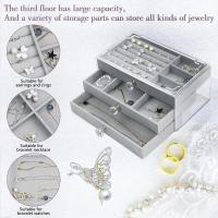 Organizador de Joyería de Terciopelo Acrílico con 3 Cajones Exhibición Apilable de Pendientes Collares Pulseras Estuche de Almacenamiento para Mujeres - details 1