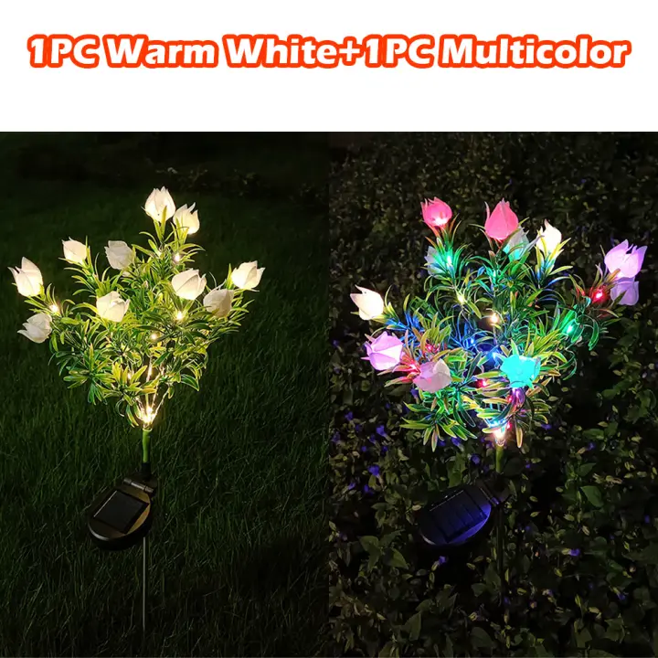 Paquete de luces solares de flores para jardín, 42 LED, decoración exterior, impermeable, 74cm, ideal para vacaciones, 2-4 unidades - 1