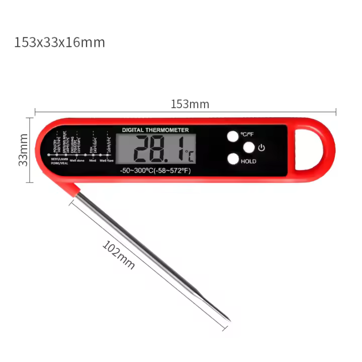Walfos Termómetro para hornear alimentos en casa, barbacoa, medir la temperatura de la leche, bolígrafo impermeable, plegable, cocina, herramientas electrónicas especiales para hornear - 1